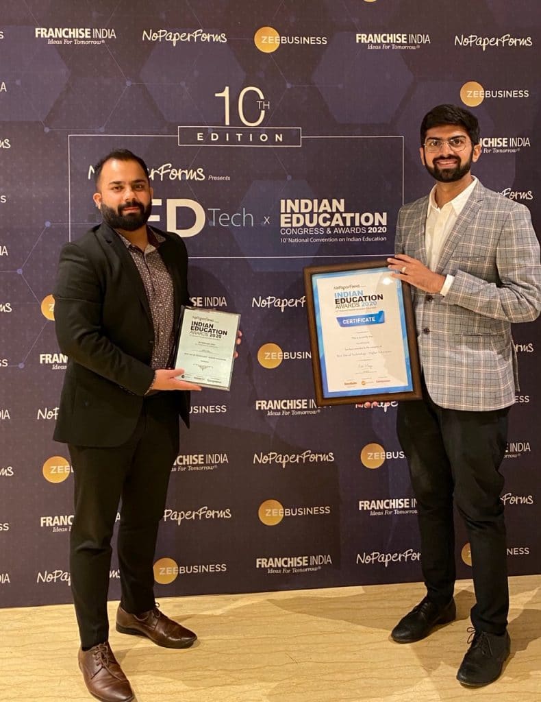 Sagar and Rishabh collecting Award IEC 2020